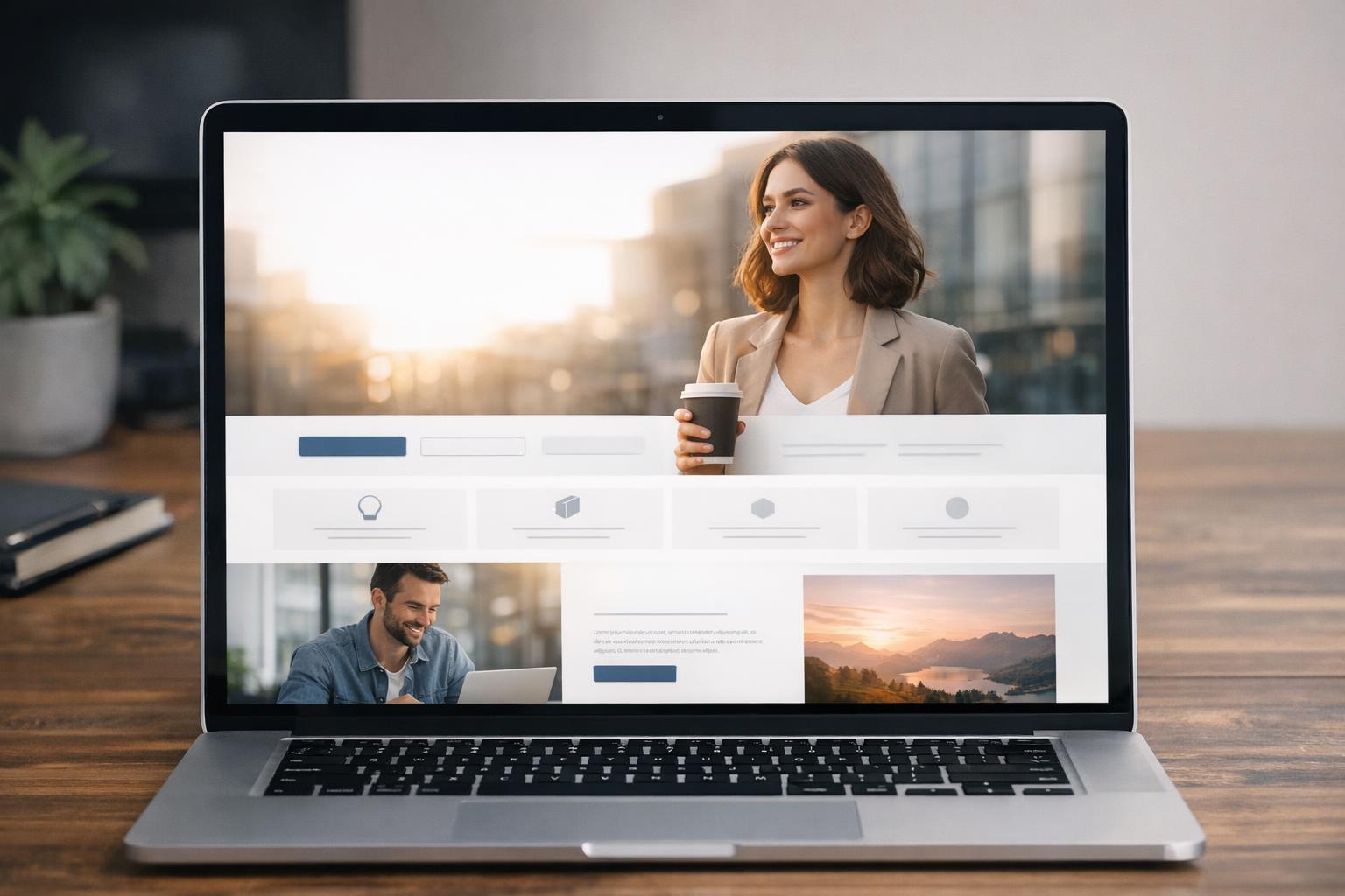 Zdjęcie ekranu laptopa z projektem strony internetowej